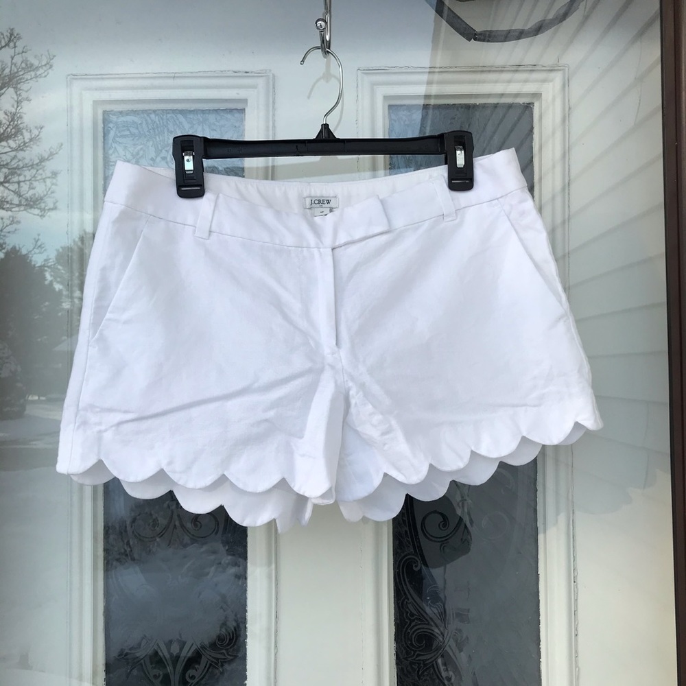 J. Crew white scalloped hem shorts